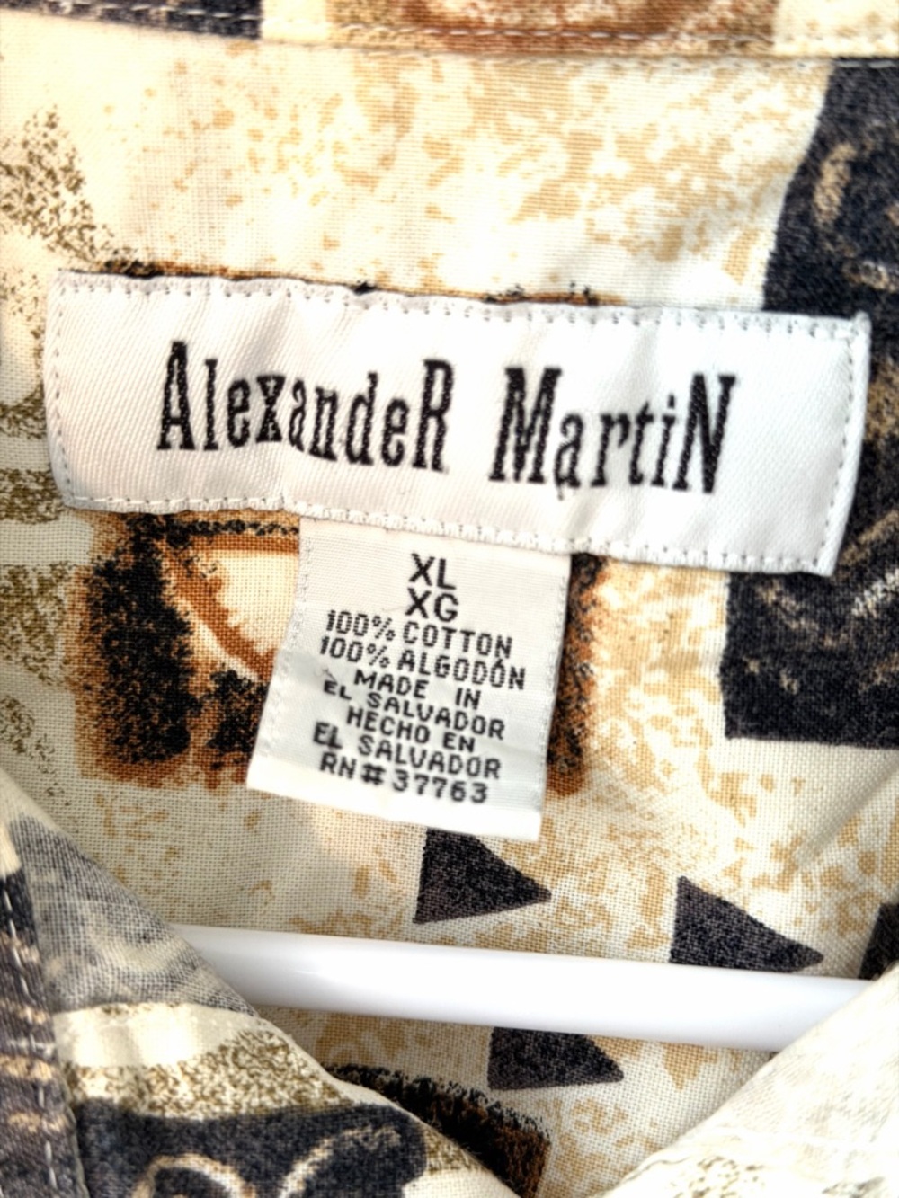 Alexander Martin Cotton Button-Up Shirt in Cream and Black